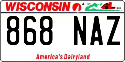 WI license plate 868NAZ