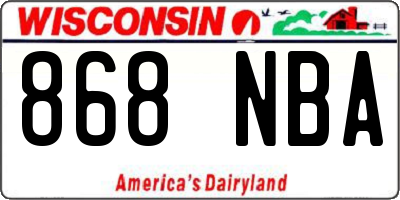 WI license plate 868NBA