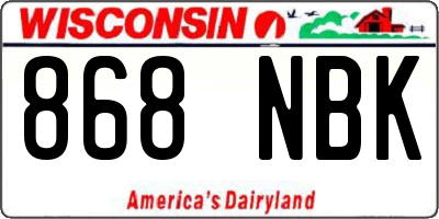 WI license plate 868NBK