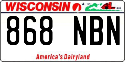 WI license plate 868NBN
