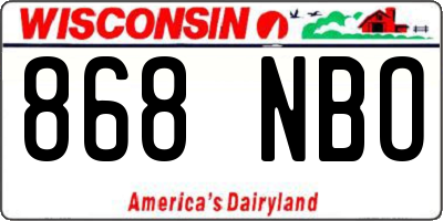 WI license plate 868NBO