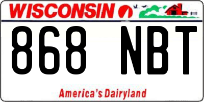 WI license plate 868NBT