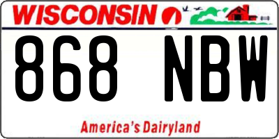WI license plate 868NBW