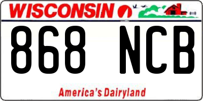 WI license plate 868NCB