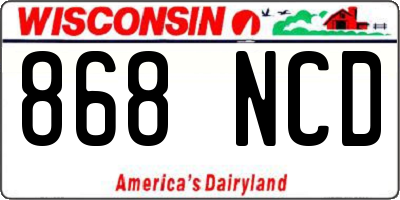 WI license plate 868NCD