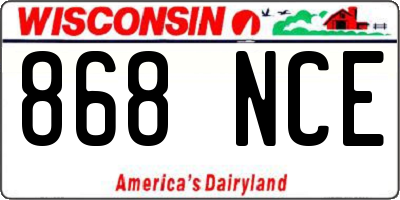 WI license plate 868NCE