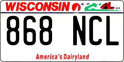 WI license plate 868NCL