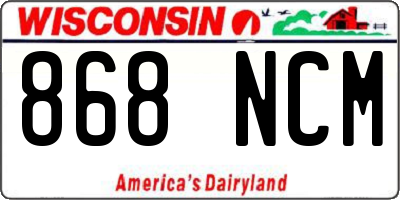 WI license plate 868NCM