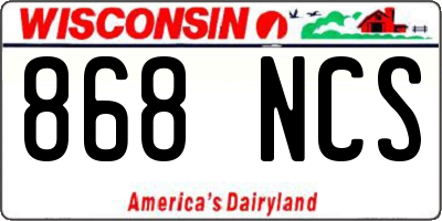 WI license plate 868NCS