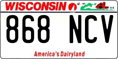 WI license plate 868NCV