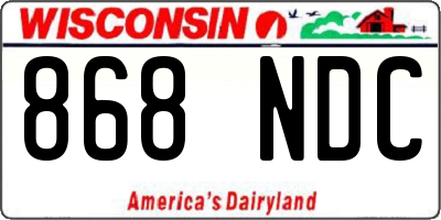 WI license plate 868NDC