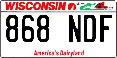 WI license plate 868NDF