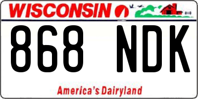 WI license plate 868NDK