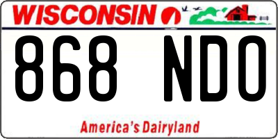 WI license plate 868NDO