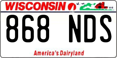 WI license plate 868NDS