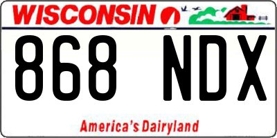 WI license plate 868NDX