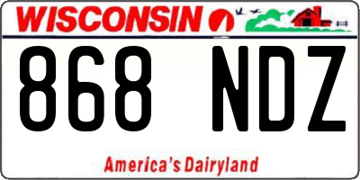 WI license plate 868NDZ