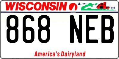 WI license plate 868NEB