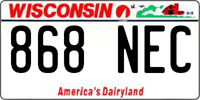 WI license plate 868NEC