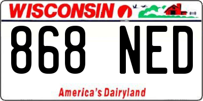 WI license plate 868NED