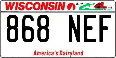 WI license plate 868NEF
