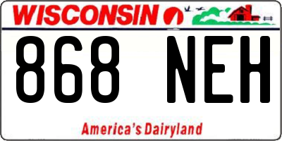 WI license plate 868NEH
