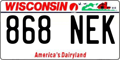 WI license plate 868NEK