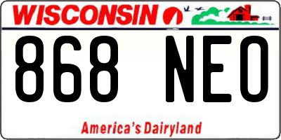 WI license plate 868NEO