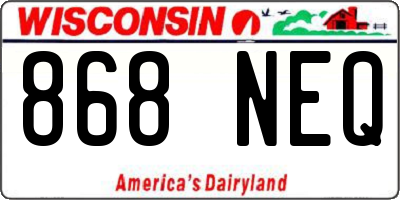 WI license plate 868NEQ
