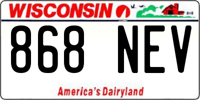 WI license plate 868NEV