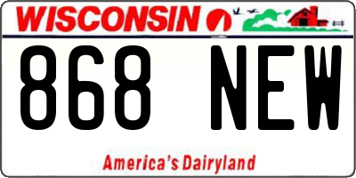 WI license plate 868NEW