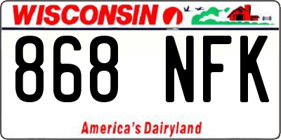WI license plate 868NFK