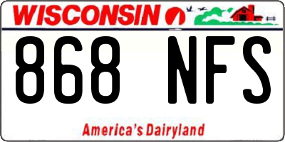 WI license plate 868NFS
