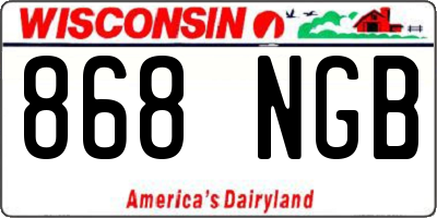 WI license plate 868NGB