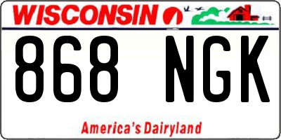 WI license plate 868NGK