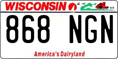 WI license plate 868NGN