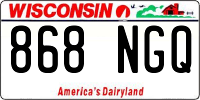 WI license plate 868NGQ