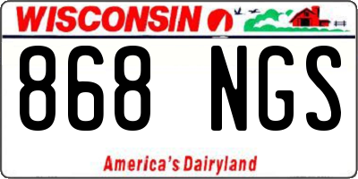 WI license plate 868NGS