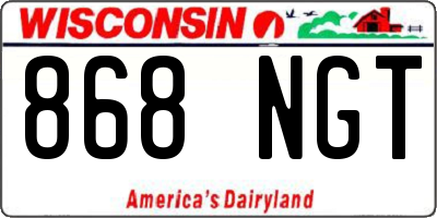 WI license plate 868NGT