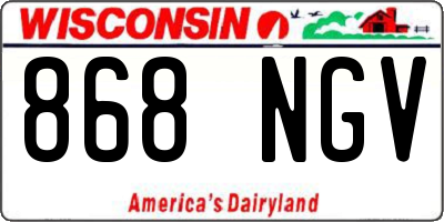 WI license plate 868NGV