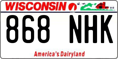 WI license plate 868NHK