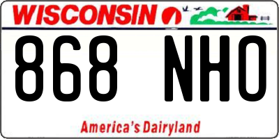 WI license plate 868NHO