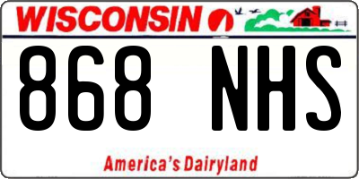 WI license plate 868NHS