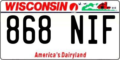 WI license plate 868NIF