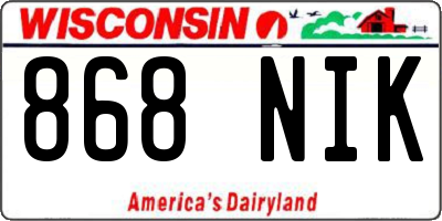 WI license plate 868NIK