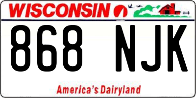 WI license plate 868NJK