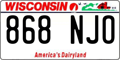 WI license plate 868NJO