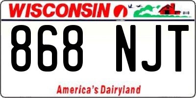 WI license plate 868NJT