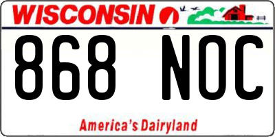 WI license plate 868NOC