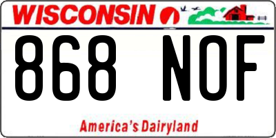 WI license plate 868NOF